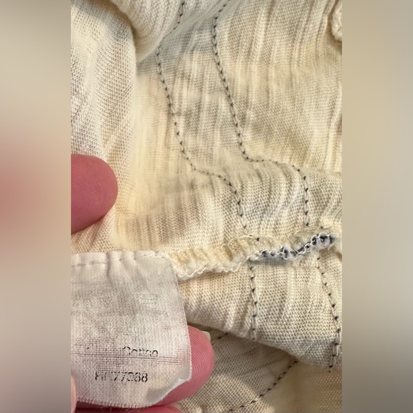 J.CREW ChambrayStriped Textured Slub Tee T-Shirt Top Blouse Ivory Blue Boat Neck - Picture 5 of 9